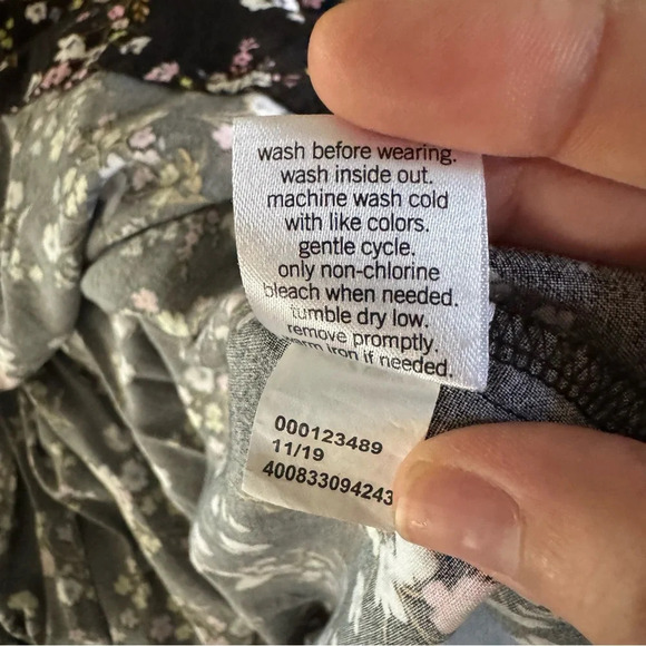 Smocked Tie Shoulder Dainty Ditsy Floral Midi Dress Large Cottagecore Picnic - Picture 8 of 10